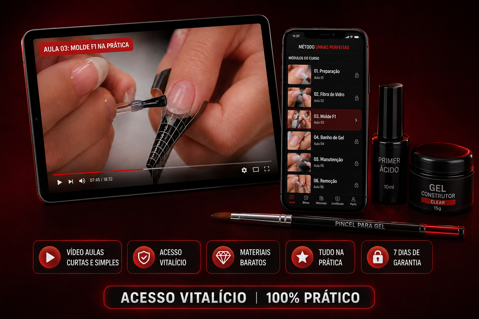 Método Unhas Perfeitas: aulas de alongamento em casa no celular e tablet